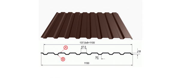 Профнастил коричневый оцинкованный  RAL 8017 С-20 купить недорого в Кашире
