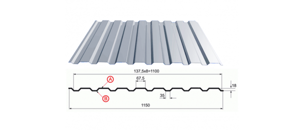 Профнастил оцинкованный С-20 1100x3000 купить недорого в Кашире